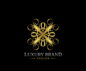 Luxury gold mandala icon logo design