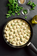 Swedish meatballs with white creamy sauce