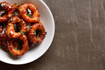 Bacon wrapped onion rings