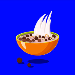 Chocolate cereal. Vector food illustration.