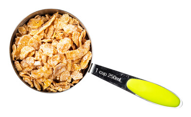 sugar-coated cornflakes in measuring cup cutout