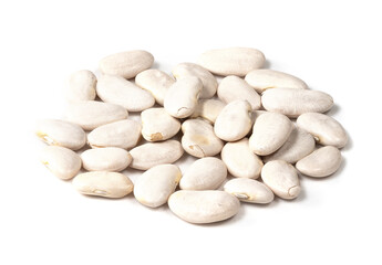 pile of lima beans closeup on white