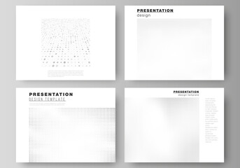 Vector layout of presentation slides design business templates, multipurpose template for presentation brochure, brochure cover. Halftone effect decoration with dots. Dotted pattern for grunge style.