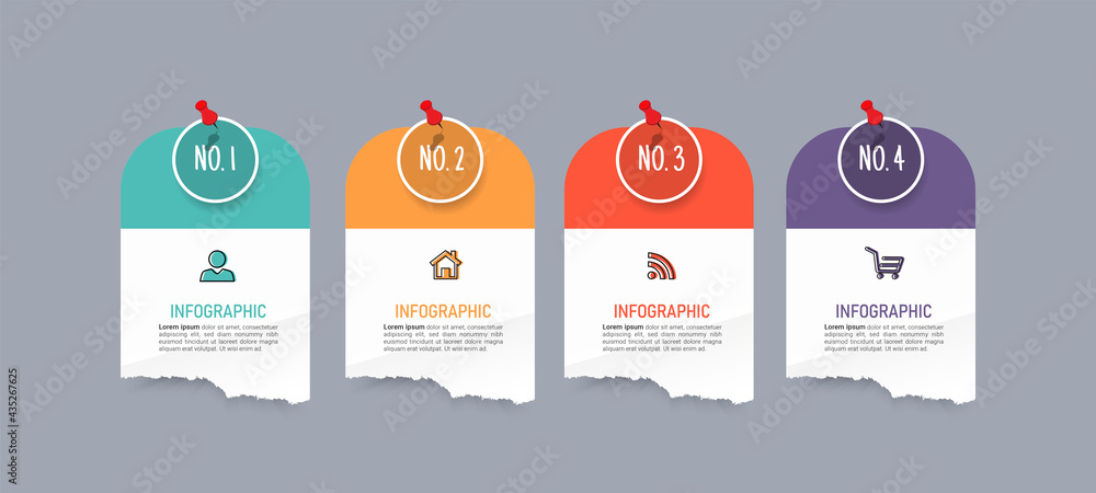 Poster infographic element with note papers style template .