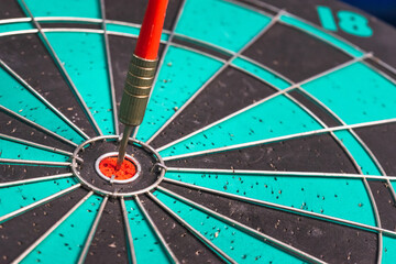 Bullseye is a target of business. Dart is an opportunity and Dartboard is the target and goal. So both of that represent a challenge in business marketing as concept.	