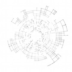 White color polygonal science background. Digital data visualization with abstract dynamic motion with connected lines and dots, circles. Science, medicine and technology design technology background