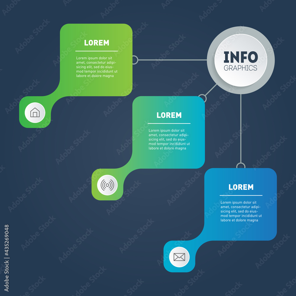 Poster template for web diagram with 3 parts. infographic of technology or education process. part of the r