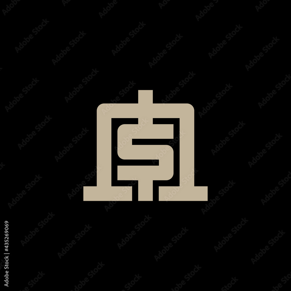 Poster m and s - initials, logo. ms - monogram template or logotype. design element or icon. abstract tride