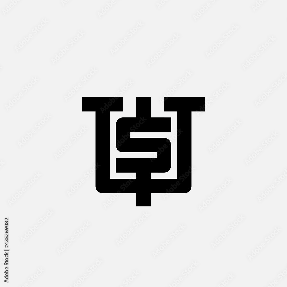 Poster w and s - initials, logo. ws - monogram template or logotype. design element or icon. trident.