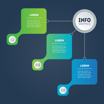 Template for web diagram with 3 parts. Infographic of technology or education process. Part of the report with icons set. Business presentation concept with three options.