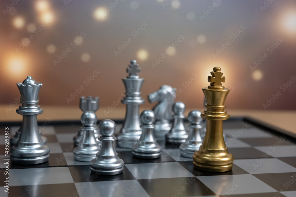 Poster chess board game to represent the business strategy with competition in the world market. and find o