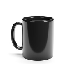 Blank black cup mock-up isolated on white. 3D rendering.