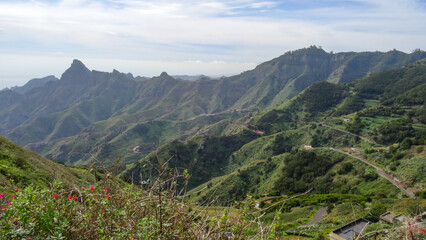 Scenic view of hilly countryside in anaga Mountains of Tenerife, Canary Islands