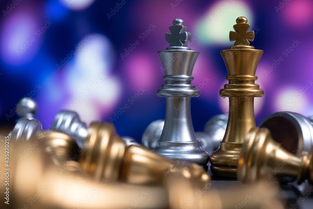 Poster chess board game to represent the business strategy with competition in the world market. and find o