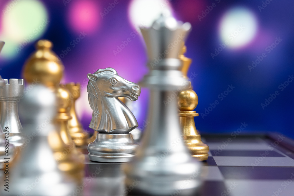 Poster chess board game to represent the business strategy with competition in the world market. and find o