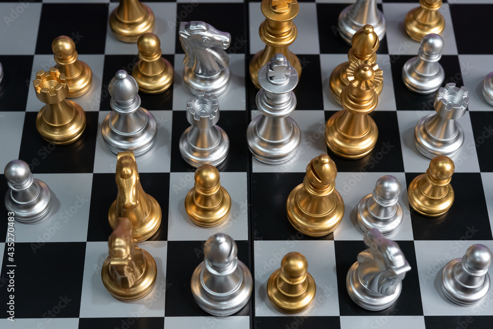 Poster chess board game to represent the business strategy with competition in the world market. and find o
