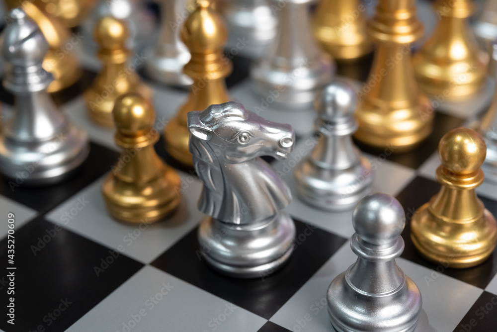 Poster chess board game to represent the business strategy with competition in the world market. and find o
