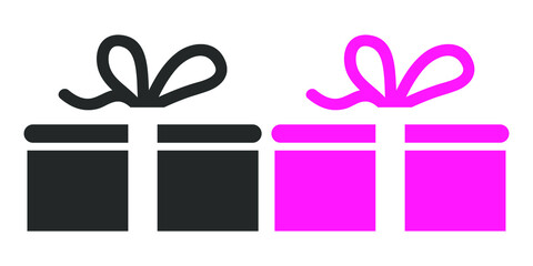 Gift icon vector EPS 10. Black and colour gift icon isolated on white background.