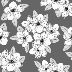 Romantic modern seamless flowers pattern with Cherry flowers Branch