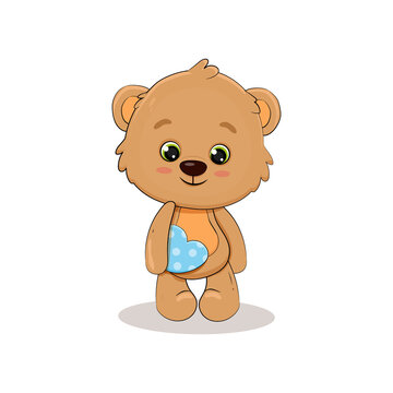 teddy bear with a heart isolated on a white background