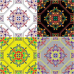 Set of colorful tiles. Mosaic pattern for ceramic in dutch, portuguese, spanish, italian style. - 435271805