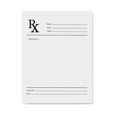 Realistic set of blank medical prescription form isolated on white background. - obrazy, fototapety, plakaty