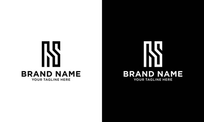 HS initial logo, negative space vector. Minimalist HS letter logo lineart vector illustration