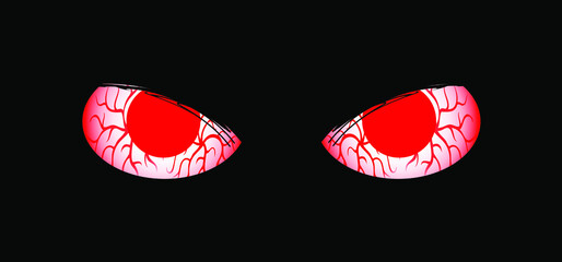 Ret vein eyes for Halloween party. Eyes of cats are in darkness. Flat vector pictogram. Eyes sparkle in the dark, animal concept. cartoon eyes icon. Kitty silhouette