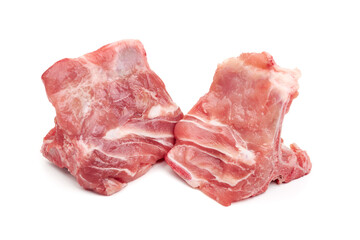 Raw pork with bones, isolated on white background. High resolution image.