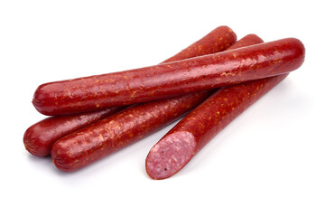 Smoked Hot dog sausages on a white background