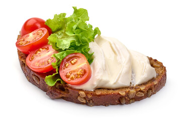 Cream cheese sandwich, isolated on white background. High resolution image