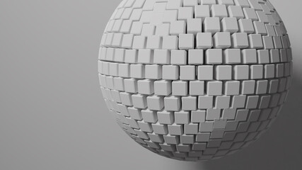 3D Illustration of white sphere with space for your copy.