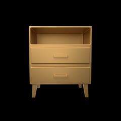 3d drawer illustration isolated on black background. Drawer 3d illustration isolated on black