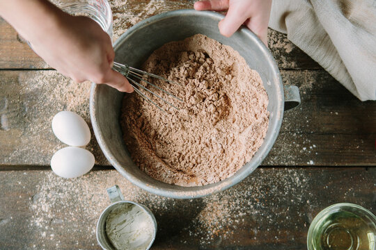 Chocolate cake being made