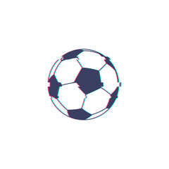 Soccer ball glitch icon. Vector