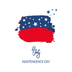 Independence Day, 4th of July Fourth of July holiday banner with symbols of USA Flag of the United States and red blue and white star.