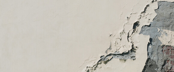 Cracked plaster of the building wall