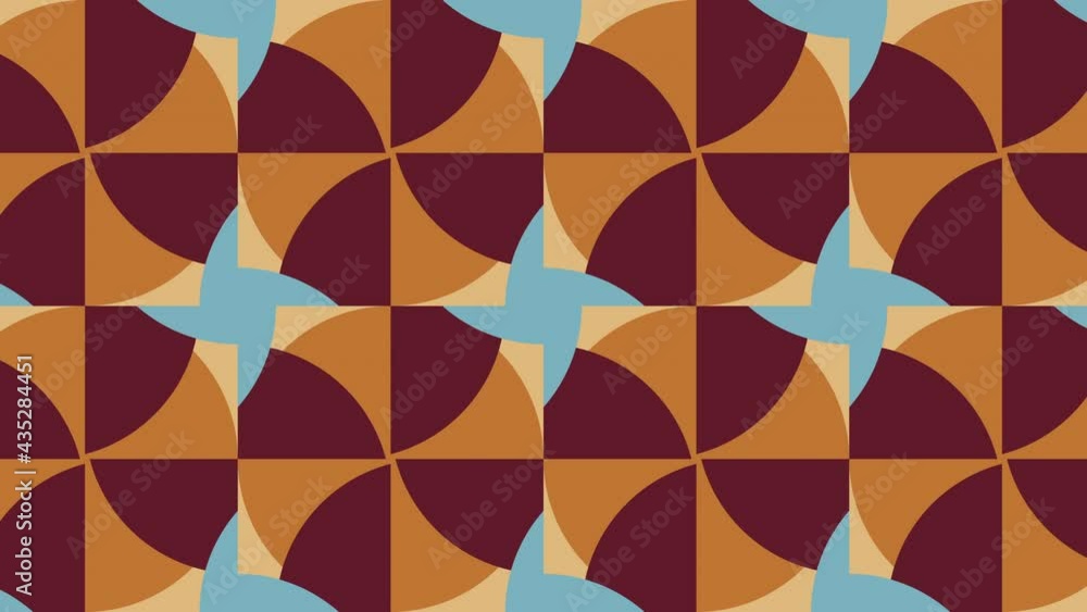 Aufkleber motion graphic seamless loop animation in vintage flat style. retro mosaic with geometric animated t
