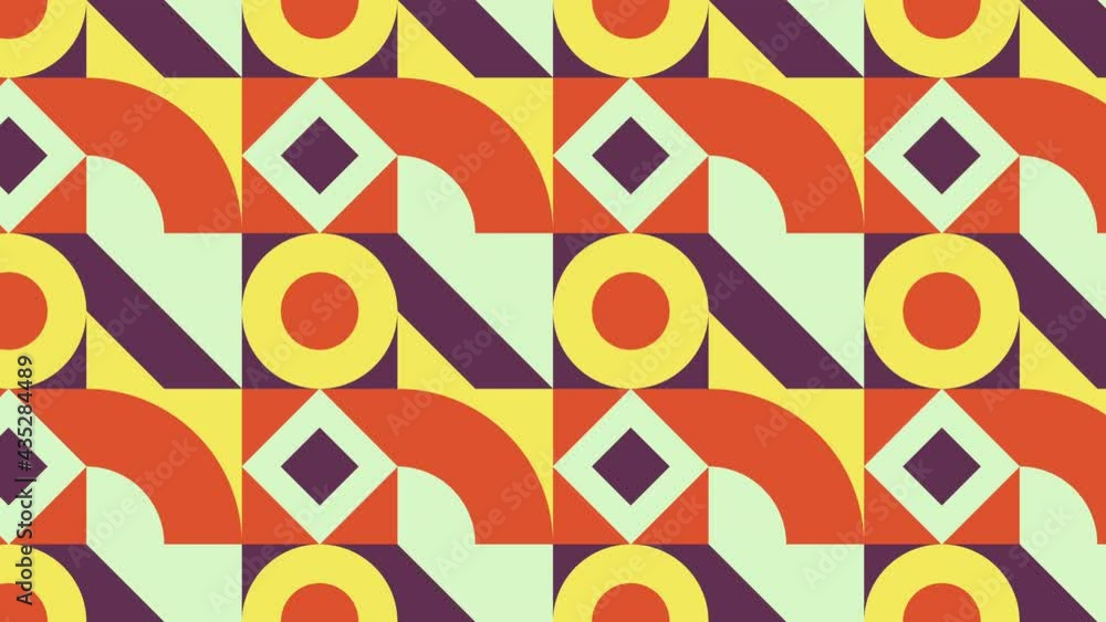Aufkleber retro mosaic with geometric animated tiles in warm color palette. motion graphic seamless loop anima