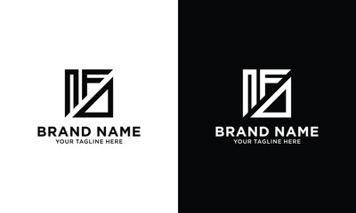 initial nf triangle logo design template vector