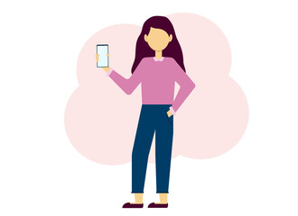 Young stylish woman holding a mobile phone in his hand