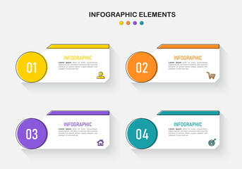 Timeline Infographics design template, linear concept with 4 steps	
