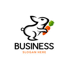 Animal Rabbit Carrot Vector Logo Design