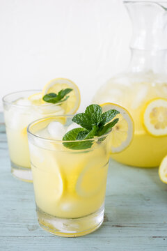 Lemonade with fresh mint