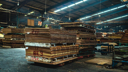 stack of veneer at plywood manufacture industry 