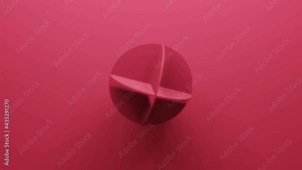 Aufkleber 3d rendering pink round geometric shape rotates in random direction. abstract simple seamless loop a