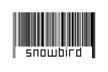 Barcode on white background with inscription snowbird below