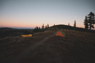 Fototapeta na wymiar tent camping in the mountains