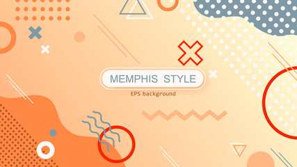 Memphis eps vector background in retro  colors