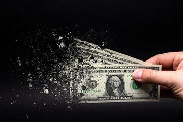 Spend money, spend all your money illiterately. The dollar bill turns to ash, dissolves against a...